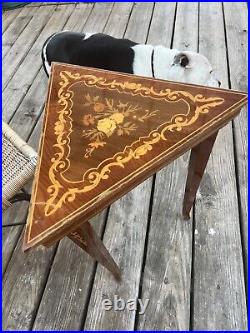 1970s Italian Reuge Marquetry Inlaid Music Box Table Works Condition Issues