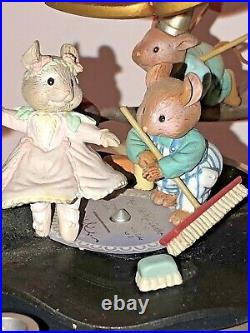 1991 Enesco Opening Night Deluxe Multi Action Musical Mice On Victrola Music Box