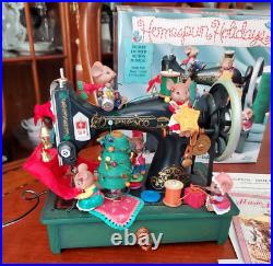 1993 Enesco Homespun Holidays Sewing Machine Music Box MINT