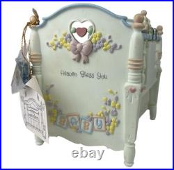 1993 Enesco Precious Moments Crib Action Music Box Heaven Bless You Brahms