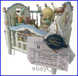 1993 Enesco Precious Moments Crib Action Music Box Heaven Bless You Brahms