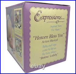 1993 Enesco Precious Moments Crib Action Music Box Heaven Bless You Brahms