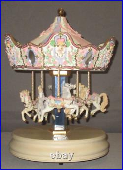 1997 San Francisco Music Box Les Fleurs d' Amour 6 Horse Carousel Waltz Flowers