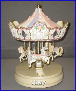 1997 San Francisco Music Box Les Fleurs d' Amour 6 Horse Carousel Waltz Flowers