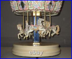 1997 San Francisco Music Box Les Fleurs d' Amour 6 Horse Carousel Waltz Flowers