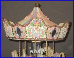 1997 San Francisco Music Box Les Fleurs d' Amour 6 Horse Carousel Waltz Flowers