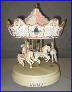 1997 San Francisco Music Box Les Fleurs d' Amour 6 Horse Carousel Waltz Flowers