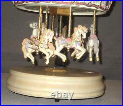 1997 San Francisco Music Box Les Fleurs d' Amour 6 Horse Carousel Waltz Flowers