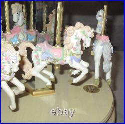 1997 San Francisco Music Box Les Fleurs d' Amour 6 Horse Carousel Waltz Flowers