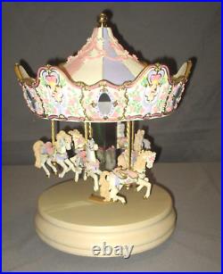 1997 San Francisco Music Box Les Fleurs d' Amour 6 Horse Carousel Waltz Flowers