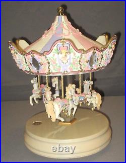 1997 San Francisco Music Box Les Fleurs d' Amour 6 Horse Carousel Waltz Flowers