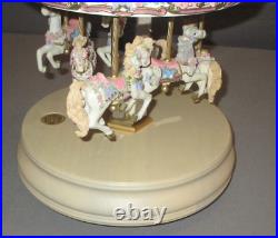 1997 San Francisco Music Box Les Fleurs d' Amour 6 Horse Carousel Waltz Flowers