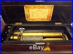 19th C. Massive Antique Airs Swiss Made Large Cylinder 8 Tune Music Box. 33.50