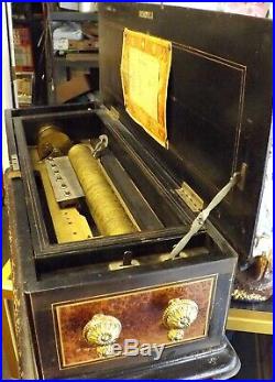 19th C. Massive Antique Airs Swiss Made Large Cylinder 8 Tune Music Box. 33.50