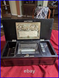 19th CENTURY JEROME THIBOUVILLE-LAMY 6 TUNE MUSIC BOX WORKS See VIDEO