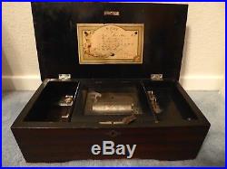 19th Century Antique Swiss Cylinder Music Box Plays 6 Airs