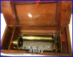19th Century Cylinder Music Box Inside Wind c. 1898