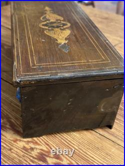 19th Century Ducommun Girod Swiss Fruitwood Music Box with Inlay and Banding 19th Century Ducommun Girod Swiss Fruitwood Music Box with Inlay and Banding