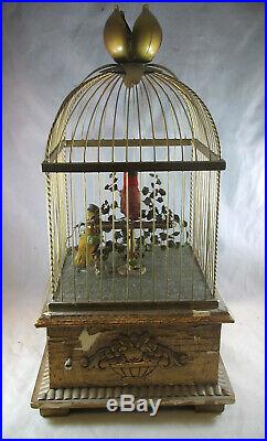 19th Century French Double Singing Automaton Singing Birds in Cage