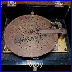 19th Century Oldest Music Box Disc-Type Wind-Up Includes 1 disc Antuque Rare