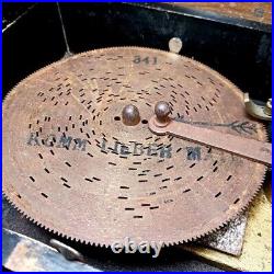 19th Century Oldest Music Box Disc-Type Wind-Up Includes 1 disc Antuque Rare