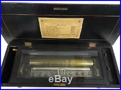 19th Century Swiss 10 Air Cylinder Music Box 22 Long Works Inlaid Veneer Case