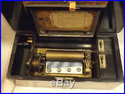 19th Century Victorian Mermod Freres Swiss Cylinder Wood Music Box 6 Songs WOW