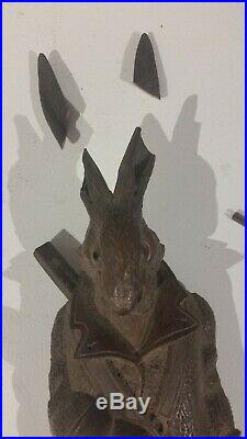 19th c. Black Forest Carved Rabbit with working music box