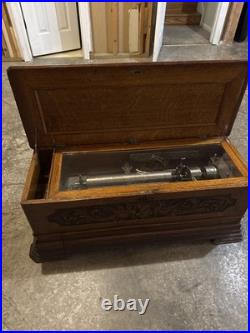 19thC Antique Victorian 10 Song Marquetry Inlay Wood Swiss Music Box