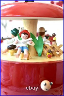 $300 VTG Erzgebirgische Revolving ITS A SMALL WORLD Apple Christmas Music Box
