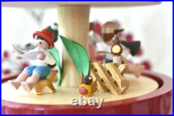 $300 VTG Erzgebirgische Revolving ITS A SMALL WORLD Apple Christmas Music Box