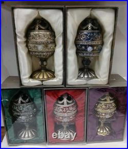 5 Jane Seymour Rotating Egg Music Box 7white Blue Red Purple Green See Pics