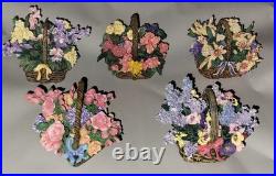 5 Pc Collection WithCOA Lena Liu Basket Bouquets Collection Flowers Music Box Work