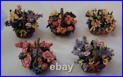 5 Pc Collection WithCOA Lena Liu Basket Bouquets Collection Flowers Music Box Work