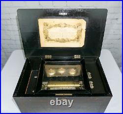 8 Air Lith. Picard-Lion, Geneve Swiss Cylinder Music Box With Bells