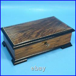 9 Antique Swiss Carved Jewelry MUSIC BOX Brahm Lullaby Romance Beethoven Key
