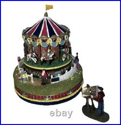 AH444 Carousel Comes to Town Music Box 1997 & Artist Mini Figure Thomas Kinkade