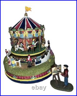 AH444 Carousel Comes to Town Music Box 1997 & Artist Mini Figure Thomas Kinkade