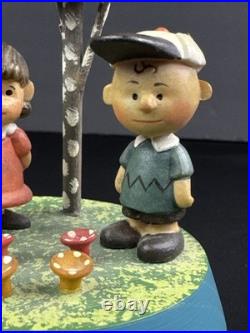 ANRI Peanuts Charlie Brown Lucy Wooden Music Box Italy 1972 Rose Garden VTG