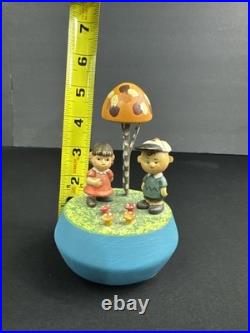 ANRI Peanuts Charlie Brown Lucy Wooden Music Box Italy 1972 Rose Garden VTG