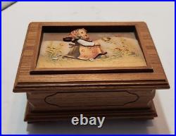 ANRI carved M. J. Hummel The Four Seasons Series 3 In Tune -Goebel Reuge Music Box