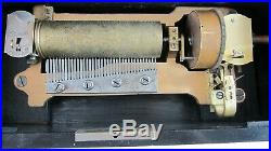 ANTIQUE 1880s Swiss Cylinder Music Box Plays 8 Tunes Airs 37 Note Comb