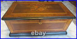 ANTIQUE 19th C. INLAID ROSEWOOD LARGE WOODEN BOX