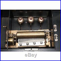 ANTIQUE BEAUTIFUL 8 TUNE WORKING SWISS MUSIC BOX WITH BELLS 19th Century