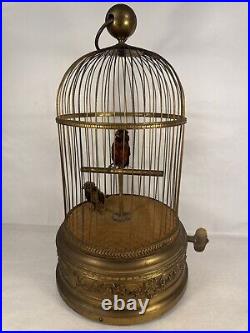 ANTIQUE BONTEMS FRENCH BIRD IN CAGE WITH ANIMATION And Sound