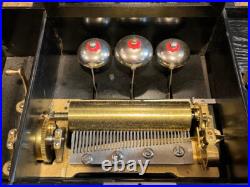 ANTIQUE CIRCA 1895 B. H. ABRAHAMS SWISS CYLINDER MUSIC BOX With BELLS (WORKS!) ANTIQUE CIRCA 1895 B. H. ABRAHAMS SWISS CYLINDER MUSIC BOX With BELLS (WORKS!)
