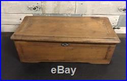 ANTIQUE CYLINDER MUSIC BOX WOODEN BOX HAND CRANK AS-IS 17 3/4 Long