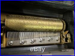 ANTIQUE MUSIC BOX 1800's CYLINDER TYPE SWISS Large