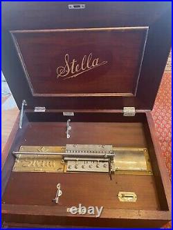 ANTIQUE STELLA MAHOGANY MUSIC BOX COMES With 28DISCS 15 LOOKS PLAYS BEAUTIFUL