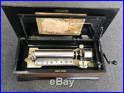 ANTIQUE SURE LARGE 25 Inch SWISS CYLINDER MECHANICAL MUSIC BOX 8 AIRS TUNE WORKS